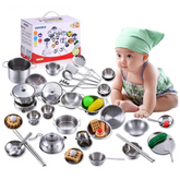 Conjunto de Utensílios de Cozinha Infantil em Aço Inox