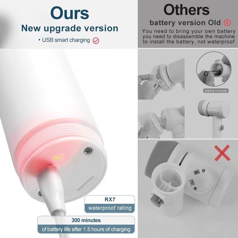 Escova Multifuncional de limpeza elétrica recarregável lavar louça automática