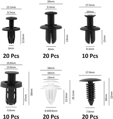 Kit com 100 Parafusos Fixadores Automotivo + Caixa Organizadora